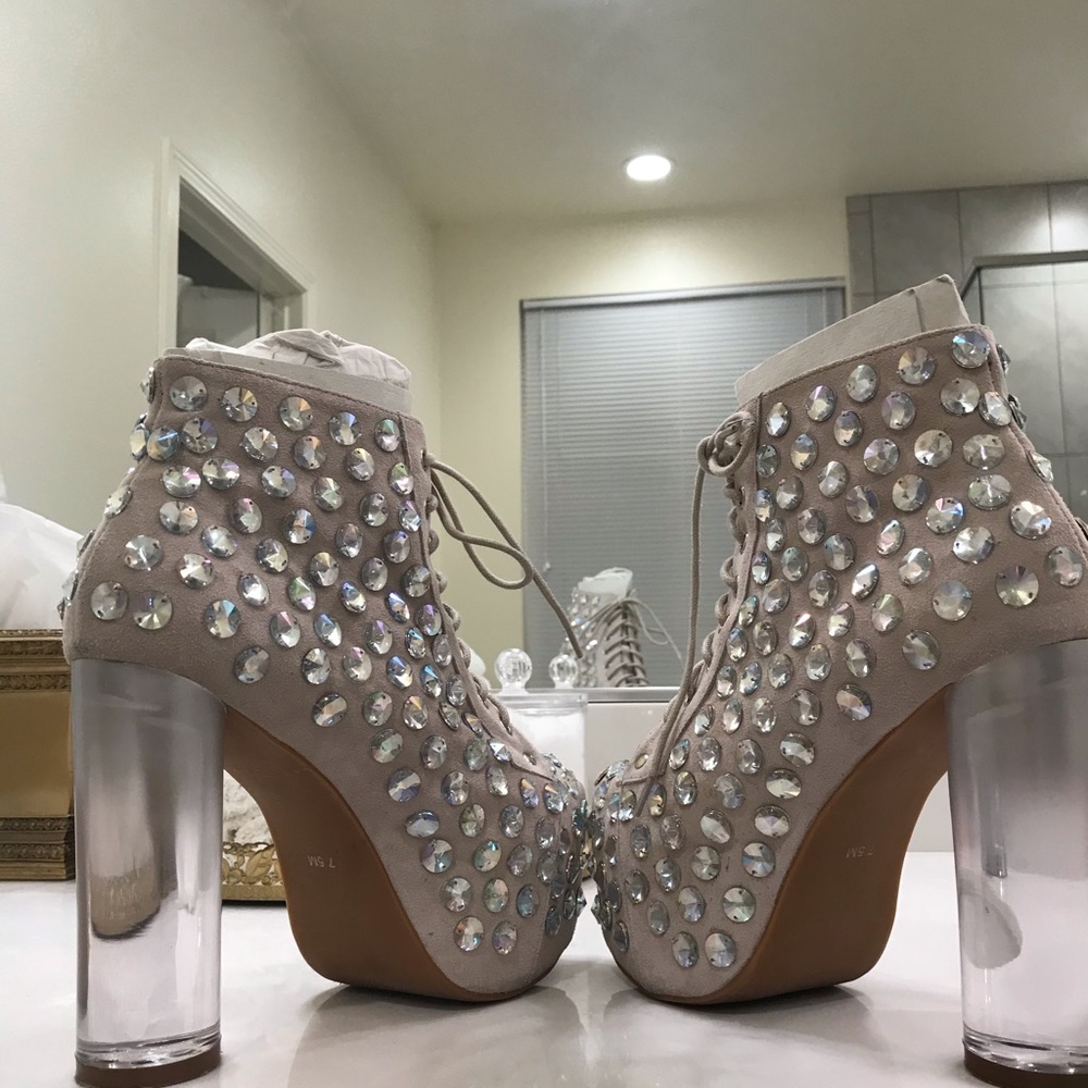 Jeffrey Campbell White Ankle Boots with Iridescent Accents - Picture 4 of 8